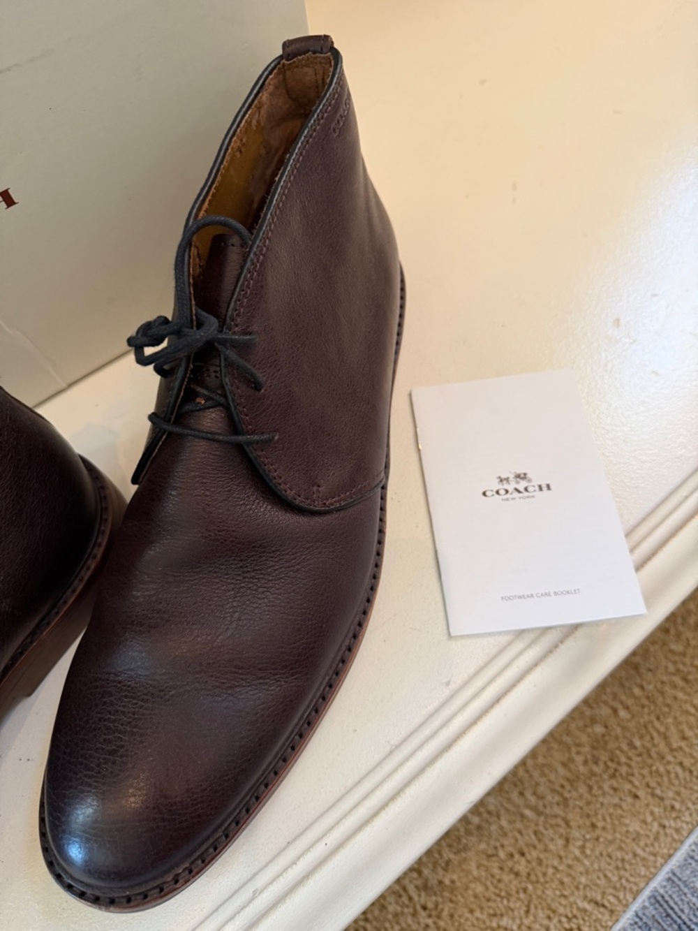 Coach Men's Dark Brown Leather Gavin Mudstone Boots - Picture 7 of 7